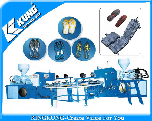 Sole Rotary Two Color PVC Injection Molding Machine / PVC Shoe Making Machine / Shoes Making Machine KK-512-524
